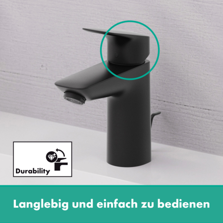 Смеситель для раковины с донным клапаном Hansgrohe Logis 71100670 черный матовый