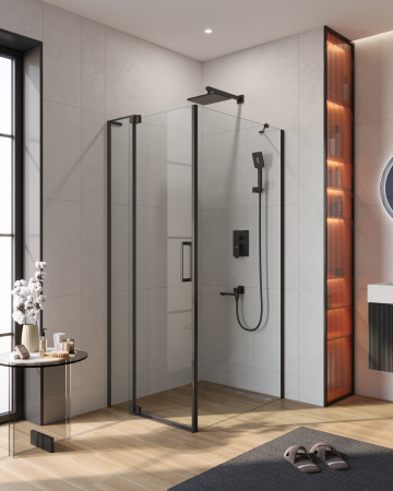 Душевой уголок (80х100) CEZARES SLIDER SLIDER-AH-1-100-80/90-C-NERO