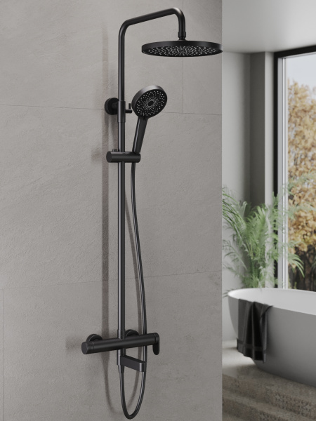 Душевая система с однорычажным смесителем AGGER Sweet A2793344 черный матовый