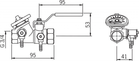 Магистральный регулирующий клапан DN20, G¾ Oras 410220