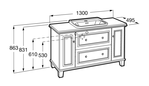 Тумба под раковину Roca Carmen 1300 темно-серый сатин для врезной раковины 857136417