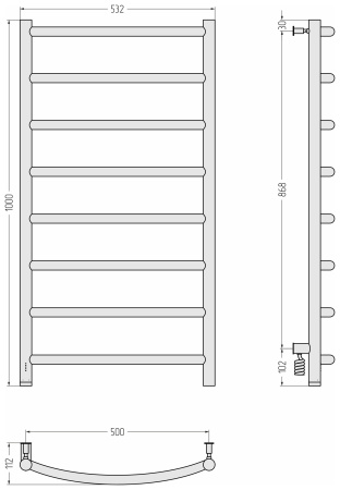 Полотенцесушитель электрический Сунержа Галант 3.0 (100х50) 30-0830-1050 левый