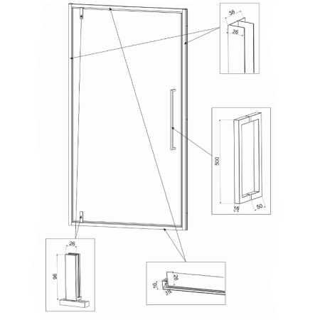 Душевая дверь Veconi Vianno VN-33, (70x195) VN33-70-01-C7