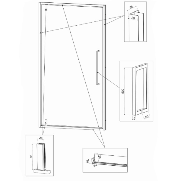 Душевая дверь Veconi Vianno VN-33, (70x195) VN33-70-01-C7