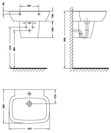 Полупьедестал для раковины GALA Smart + крепеж 25432 (72589)