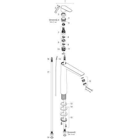 Смеситель для раковины с донным клапаном Hansgrohe Talis E 71716000 хром
