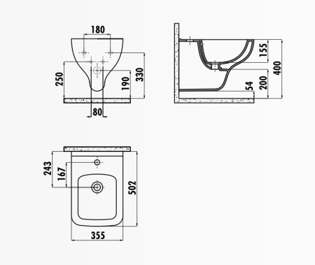 Подвесное биде Creavit Bene BN510-00CB00E-0000