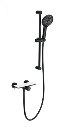 Смеситель для душа с гарнитуром WONZON & WOGHAND ClickPlate, черный матовый WW-B2052-A-MB