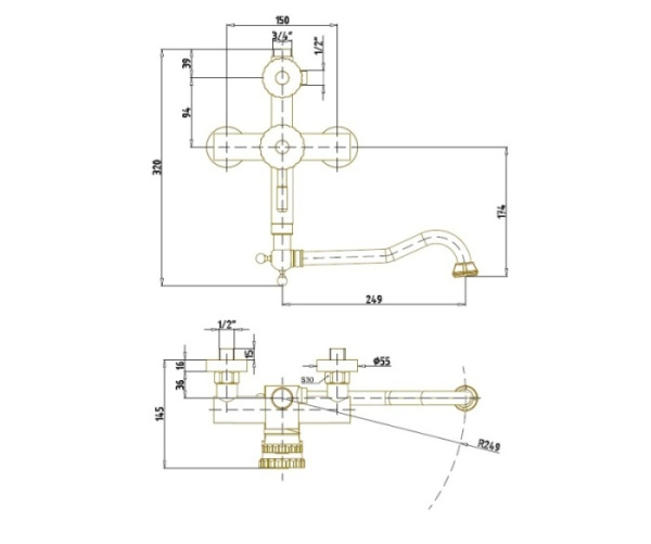 Душевая система с изливом Bronze de Luxe WINDSOR 10120DDF