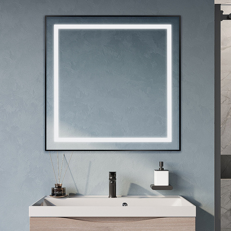 Зеркало (80х80) BelBagno Kraft SPC-KRAFT-800-800-SENS-NERO AL с подсветкой