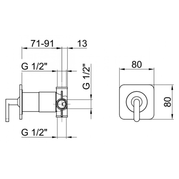 Смеситель для душа встраиваемый Webert Living LV880101560, черный