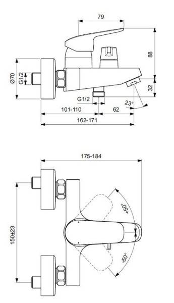 Смеситель для ванны Ideal Standard Ceraflex B1740AA