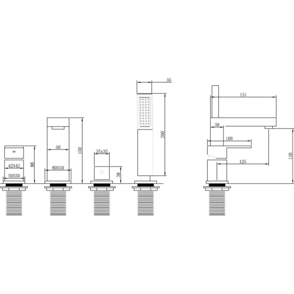 Смеситель ABBER Daheim AF8213W на борт ванны, белый