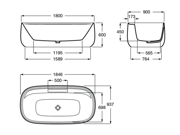 Ванна из материала Surfex Roca Beyond (180х90) 248452000