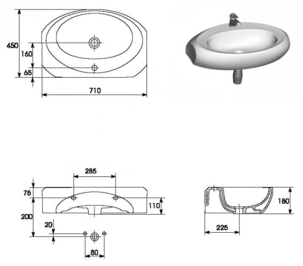 Раковина Cersanit BILBAO O-UM-BIL90/1