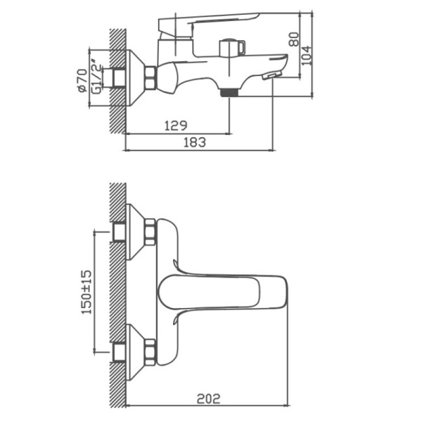 Смеситель для ванны Cron CN60521 Смеситель для ванны Cron CN60521