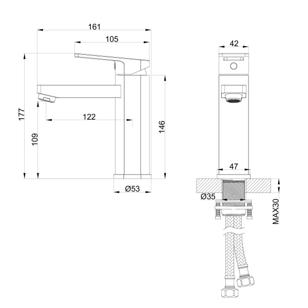 Смеситель для раковины WONZON & WOGHAND FRAME, брашированное золото WW-88139010-BG Смеситель для раковины WONZON & WOGHAND FRAME, брашированное золото WW-88139010-BG