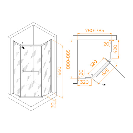 Душевой уголок (90х80) RGW Passage PA-091 35089189-11 прозрачное
