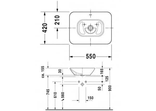 Раковна накладная Duravit Bacino 0334520000