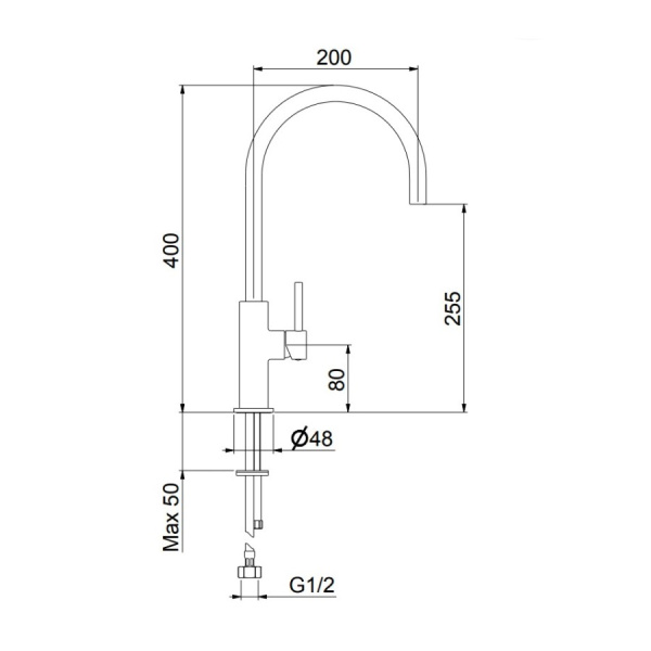 Смеситель для кухни Webert Oblique OB920302560, черный