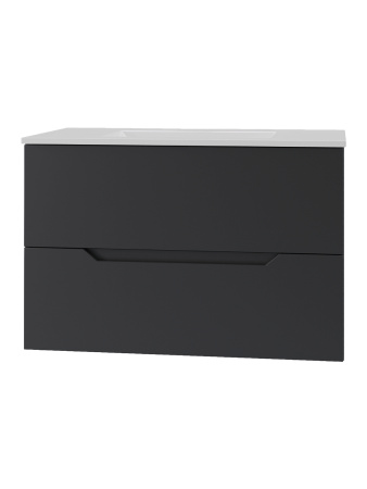 Тумба с раковиной подвесная Orange Line Li-70Tub+Ra черный матовый