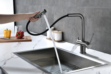 Смеситель для кухни с подключением к фильтру  Paulmark Serpentine Se213222-GM