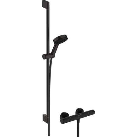 Термостат для душа с душевым гарнитуром Hansgrohe Pulsify Select S 105 3jet Relaxation EcoSmart Ecostat Element 24271670 черный матовый