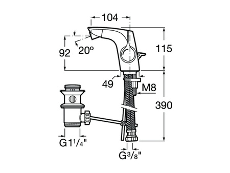 Смеситель для биде с донным клапаном Roca Insignia  5A603AC00