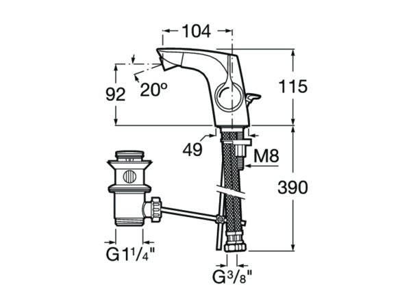 Смеситель для биде с донным клапаном Roca Insignia  5A603AC00