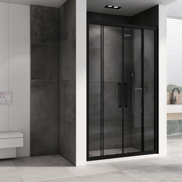 Душевая дверь (170х195) ABBER Schwarzer Diamant AG33170BH черный, раздвижная