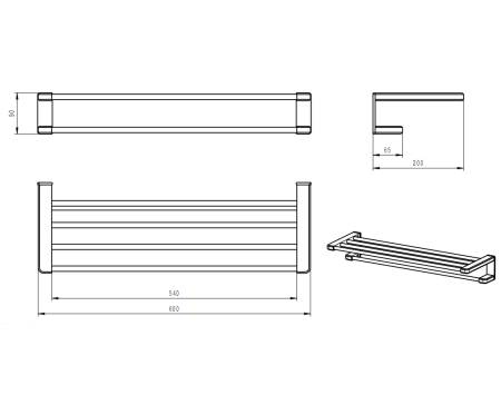 Полотенцедержатель с полкой WONZON & WOGHAND, хром WW-V3902-CR