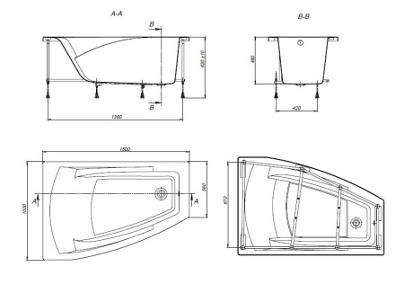 Акриловая ванна Roca Hall Angular (150х100) ZRU9302864 левая