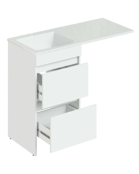 Тумба напольная с левой раковиной 110 см под стиральную машину Orange Sistema ST-110TUW+RAL белый