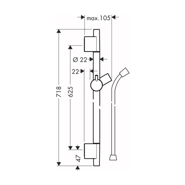 Душевая штанга Hansgrohe Unica S Puro 28632670 черный матовый