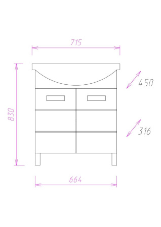 Тумба под раковину напольная Onika Балтика 70 107026