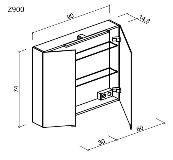 Зеркало-шкаф с подсветкой  Sancos  Hilton (90x74) Z900
