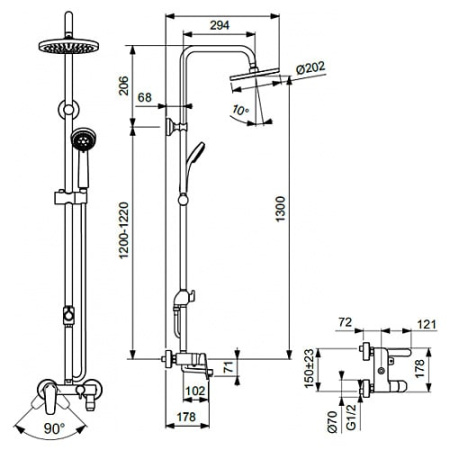 Душевая система с изливом Vidima Balance BA270AA