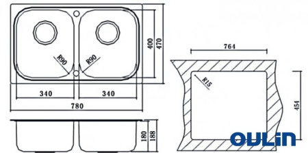 Кухонная мойка (78х47) Oulin OL-S8905