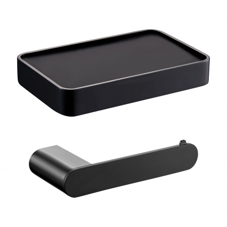 Держатель для туалетной бумаги с полкой WONZON & WOGHAND CARBON, черный WW-7726