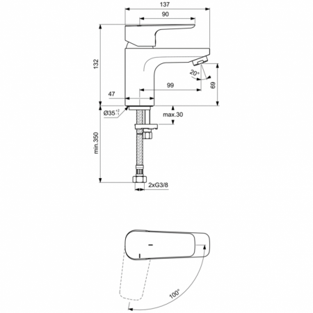 Смеситель для раковины Ideal Standard CERAPLAN III SLIM BC565AA, хром