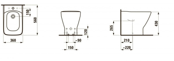 Биде напольное Laufen P A L A C E   8.3270.1.000.302.1 Биде напольное Laufen P A L A C E   8.3270.1.000.302.1