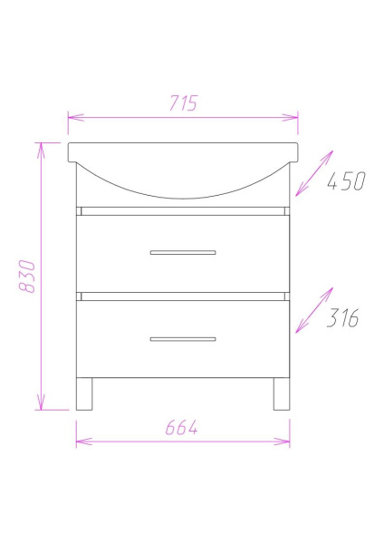 Тумба под раковину напольная Onika Дельта 70 107032