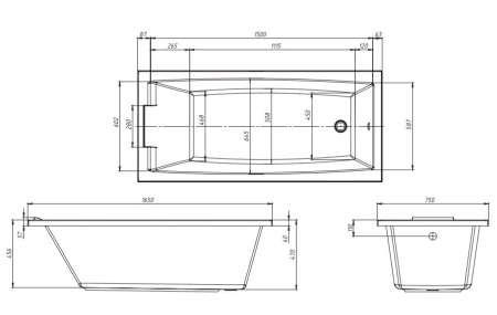 Акриловая ванна (165х75) Marka One Aelita 01ае1675