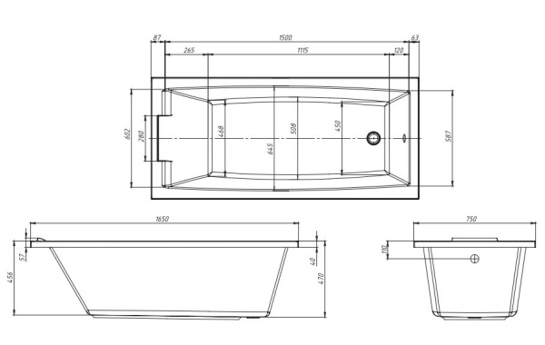 Акриловая ванна (165х75) Marka One Aelita 01ае1675 Акриловая ванна (165х75) Marka One Aelita 01ае1675