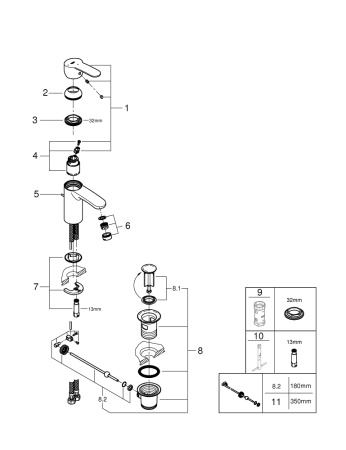 Смеситель для раковины Grohe Eurostyle 23374 20E (2337420E) хром 