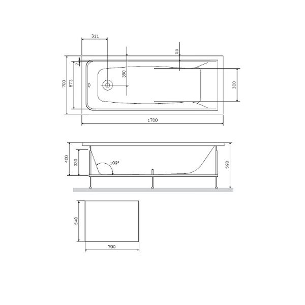 Торцевая панель для ванны AM.PM Gem S 70 W93A-170-070B-S