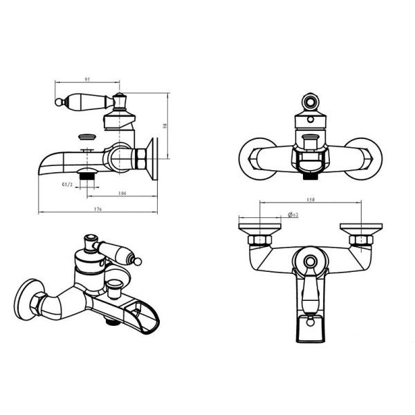 Смеситель для ванны Boheme Vogue 223-BSW