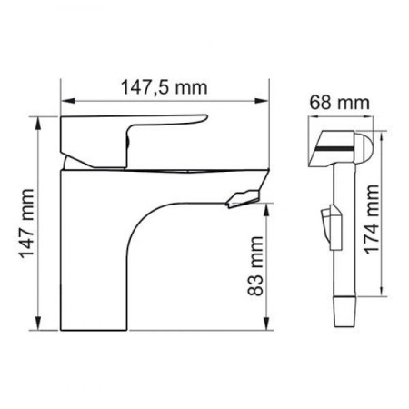 Смеситель для умывальника с гигиенической лейкой WasserKRAFT Leine 3508