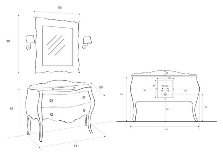 Столешница Cezares Carlotta Classico CARL04.M5