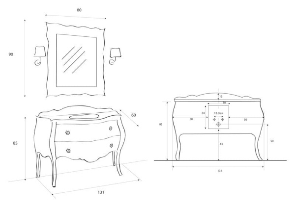 Столешница Cezares Carlotta Classico CARL04.M5